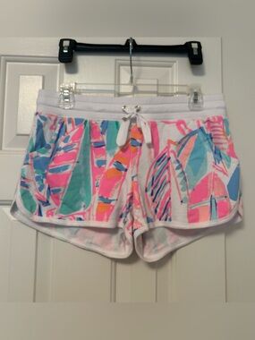 Lilly Pulitzer Chrissy Cotton Terry Shorts Out To Sea Sailboat Size Medium